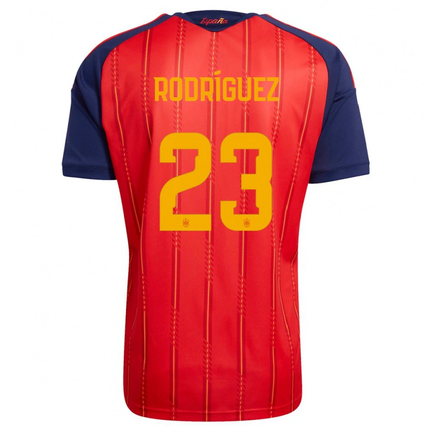 Danxen Men Spain Misa Rodriguez #23 Red Navy Yellow Home Jersey 26-28 T-Shirt