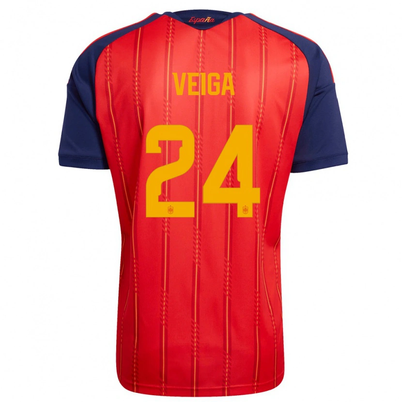 Danxen Men Spain Gabri Veiga #24 Red Navy Yellow Home Jersey 26-28 T-Shirt