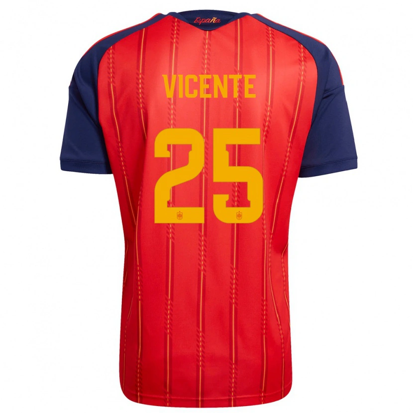 Danxen Men Spain Ainhoa Vicente #25 Red Navy Yellow Home Jersey 26-28 T-Shirt