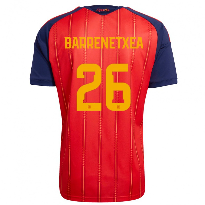 Danxen Men Spain Ander Barrenetxea #26 Red Navy Yellow Home Jersey 26-28 T-Shirt