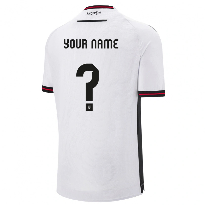 Danxen Men Albania Your Name #0 White Black Away Jersey 26-28 T-Shirt