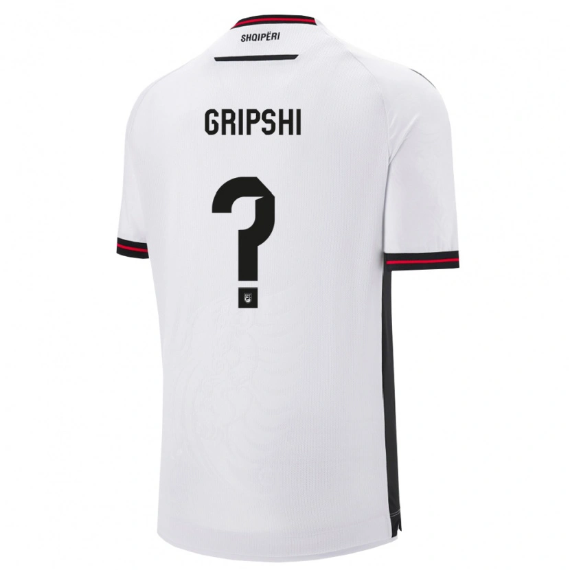 Danxen Men Albania Nazmi Gripshi #0 White Black Away Jersey 26-28 T-Shirt