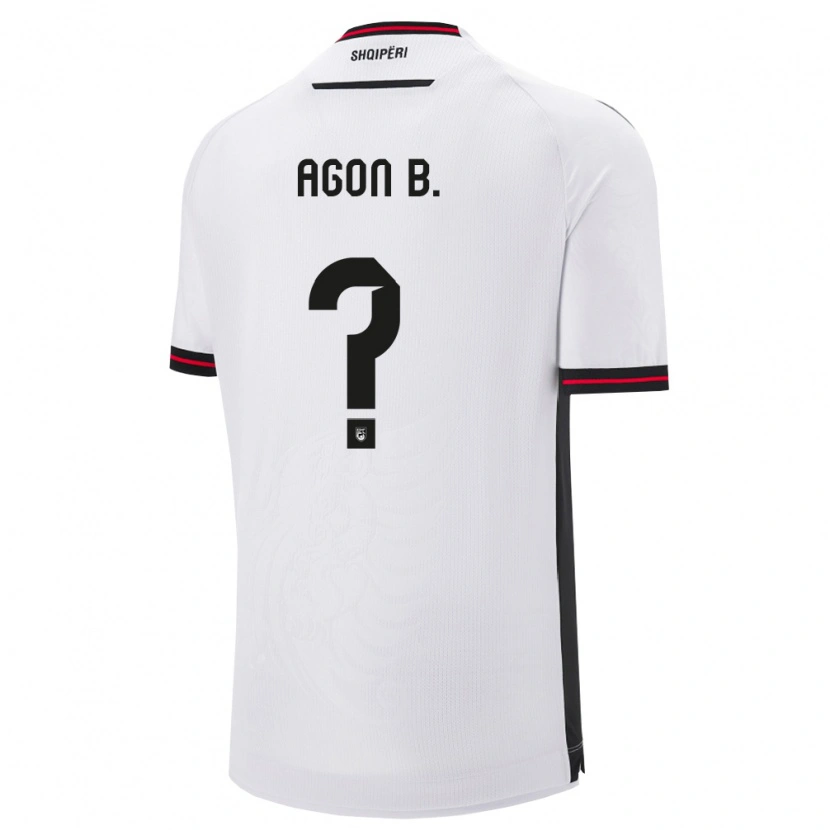 Danxen Men Albania Agon Bajrami #0 White Black Away Jersey 26-28 T-Shirt