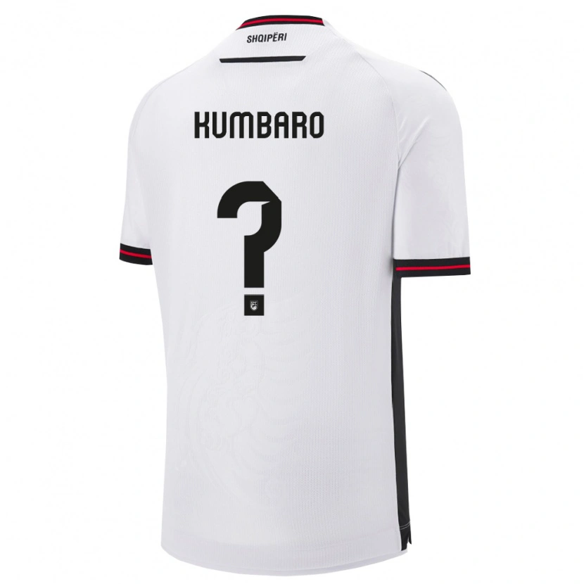 Danxen Men Albania Alvi Kumbaro #0 White Black Away Jersey 26-28 T-Shirt