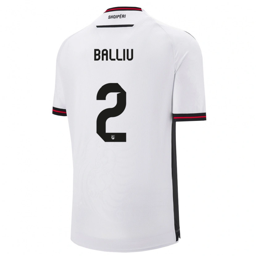 Danxen Men Albania Iván Balliu #2 White Black Away Jersey 26-28 T-Shirt