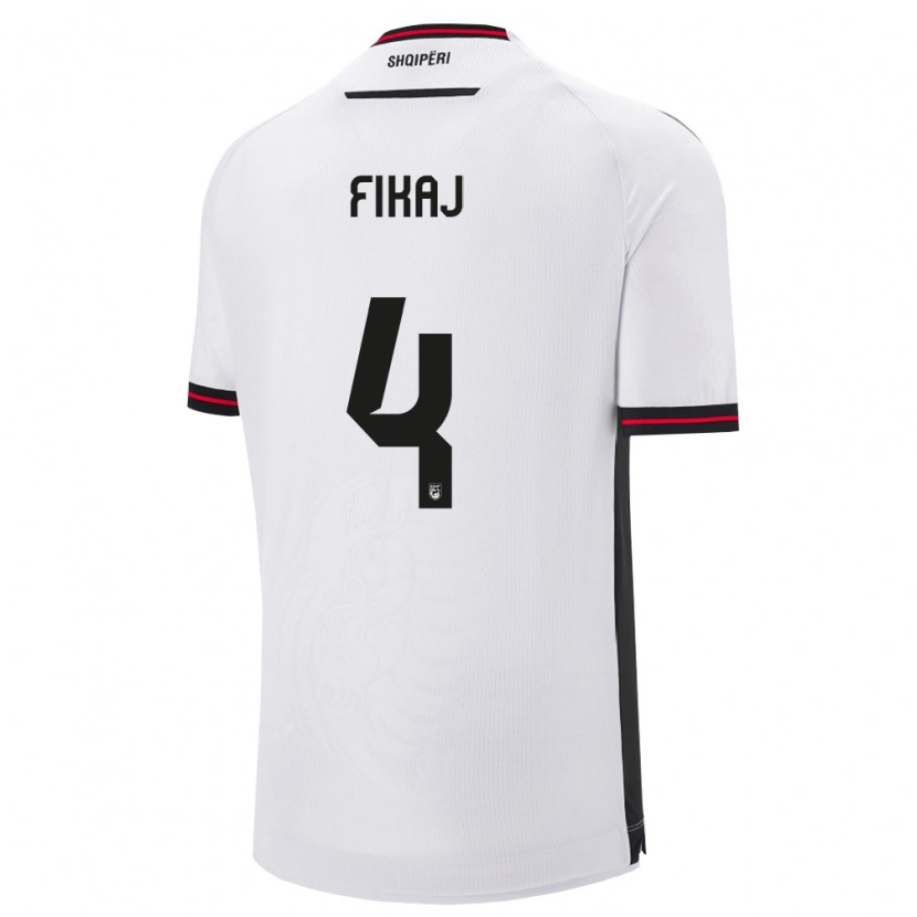 Danxen Men Albania Elton Fikaj #4 White Black Away Jersey 26-28 T-Shirt