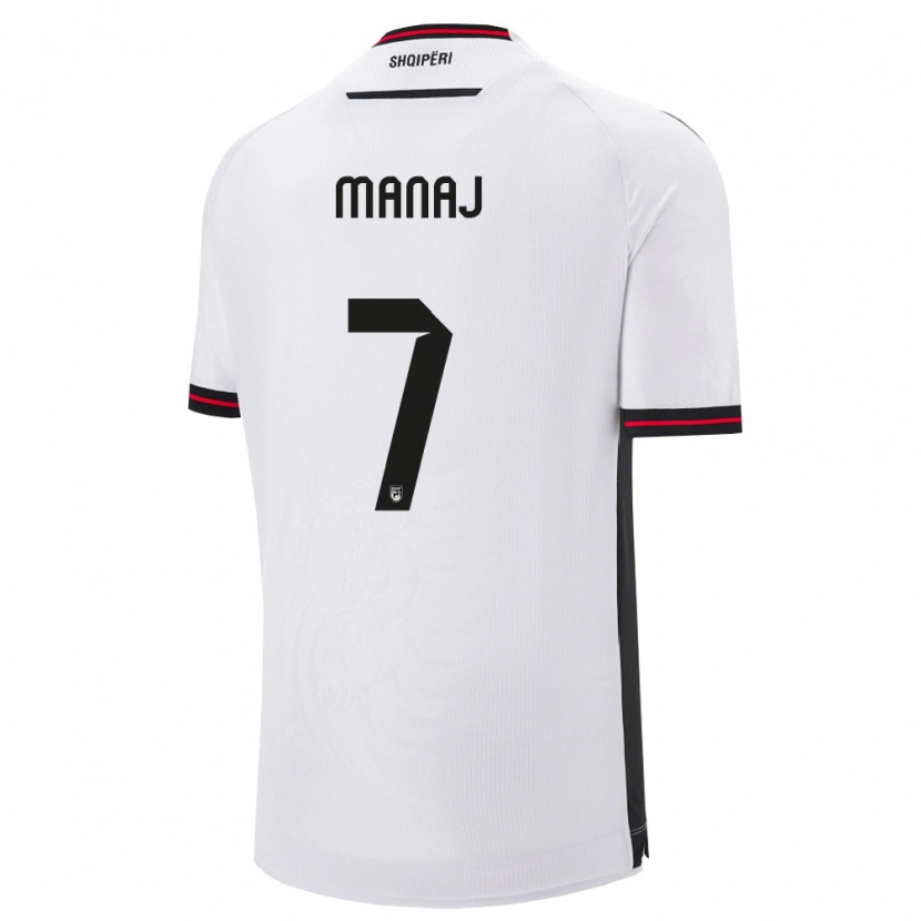 Danxen Men Albania Rey Manaj #7 White Black Away Jersey 26-28 T-Shirt