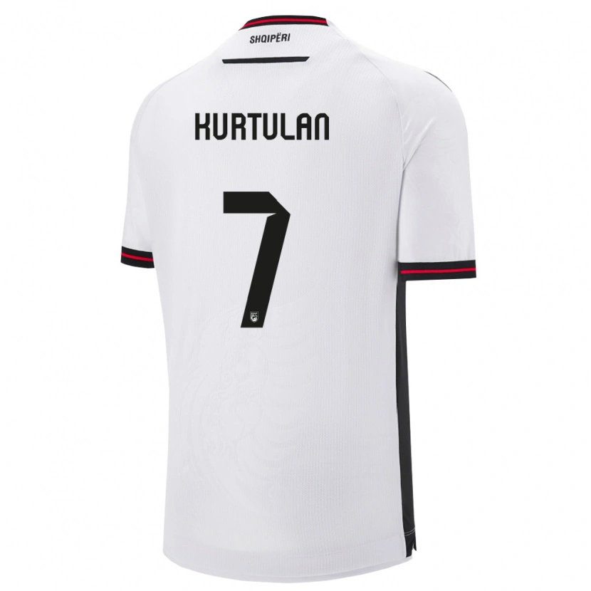 Danxen Men Albania Arda Kurtulan #7 White Black Away Jersey 26-28 T-Shirt