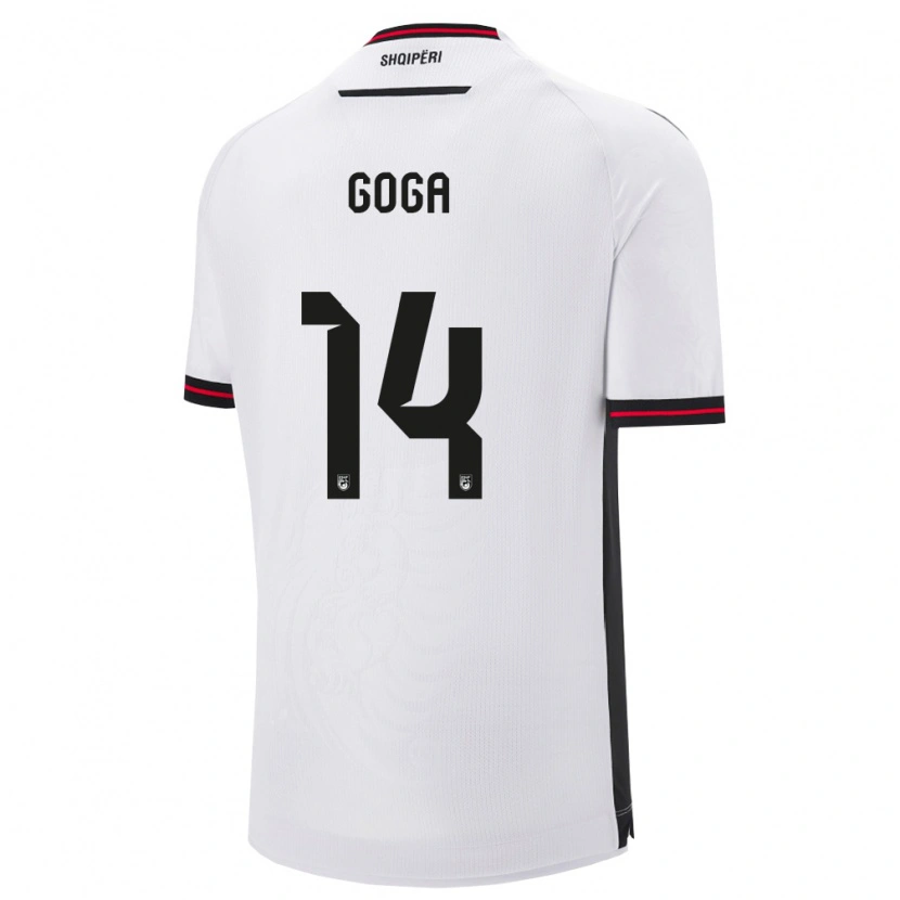 Danxen Men Albania Ergi Goga #14 White Black Away Jersey 26-28 T-Shirt