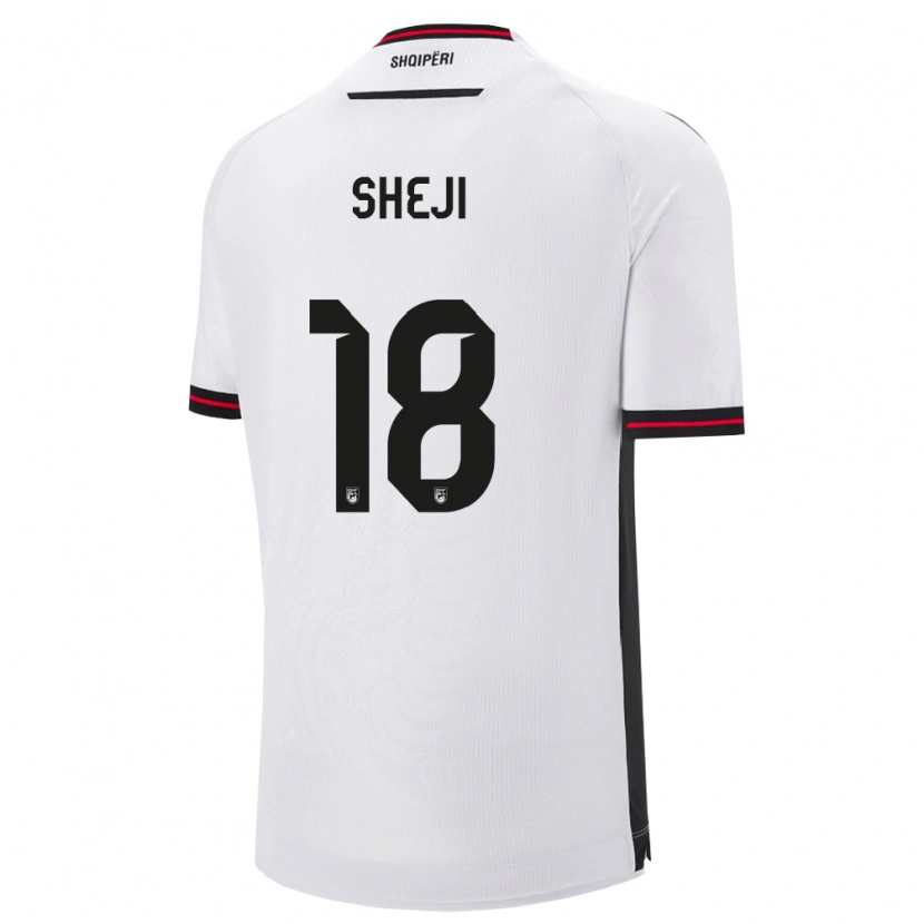 Danxen Men Albania Rikardo Sheji #18 White Black Away Jersey 26-28 T-Shirt