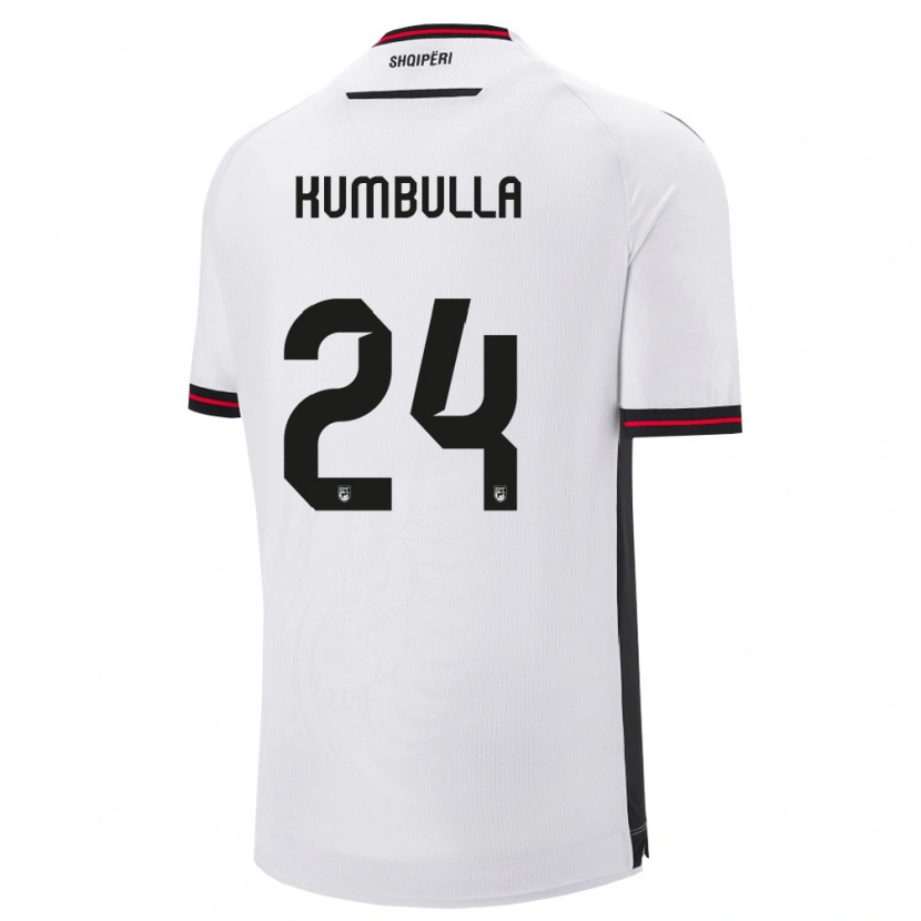Danxen Men Albania Marash Kumbulla #24 White Black Away Jersey 26-28 T-Shirt