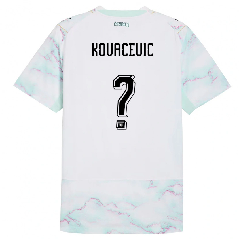 Danxen Men Austria Damjan Kovacevic #0 White Green Gold Away Jersey 26-28 T-Shirt