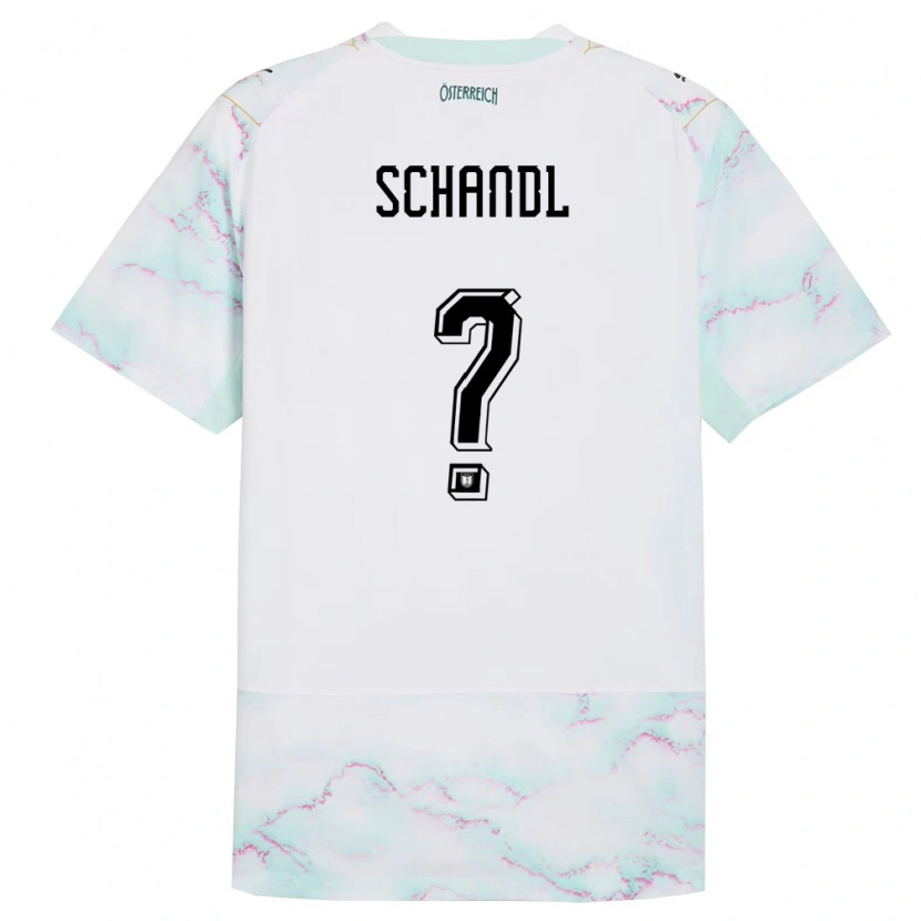 Danxen Men Austria Thomas Schandl #0 White Green Gold Away Jersey 26-28 T-Shirt