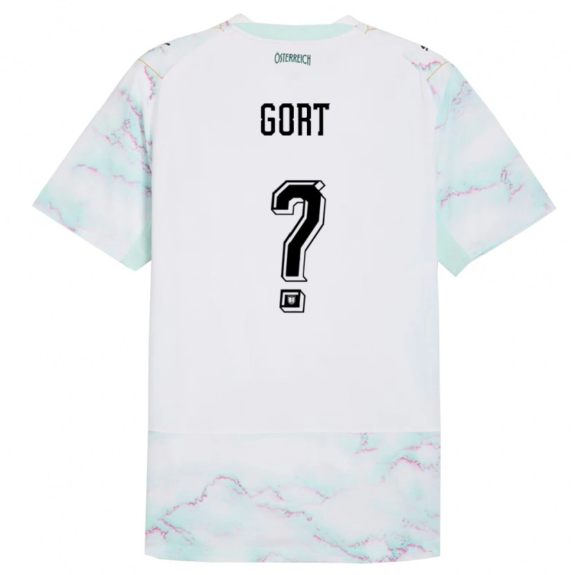 Danxen Men Austria Felix Gort #0 White Green Gold Away Jersey 26-28 T-Shirt