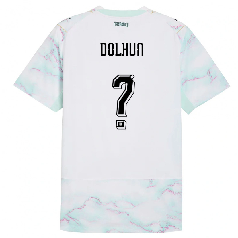 Danxen Men Austria Dariusz Dolhun #0 White Green Gold Away Jersey 26-28 T-Shirt