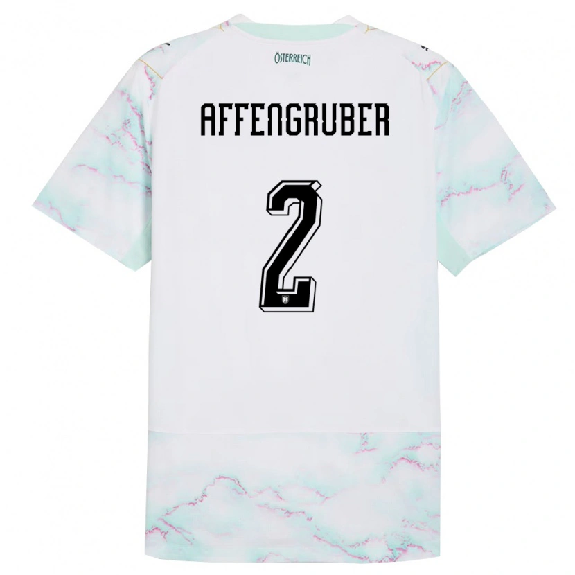 Danxen Men Austria David Affengruber #2 White Green Gold Away Jersey 26-28 T-Shirt