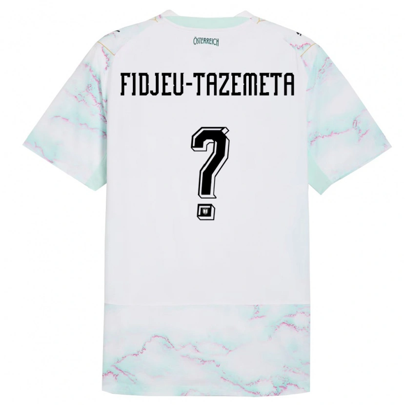 Danxen Men Austria Thierry Fidjeu-Tazemeta #0 White Green Gold Away Jersey 26-28 T-Shirt