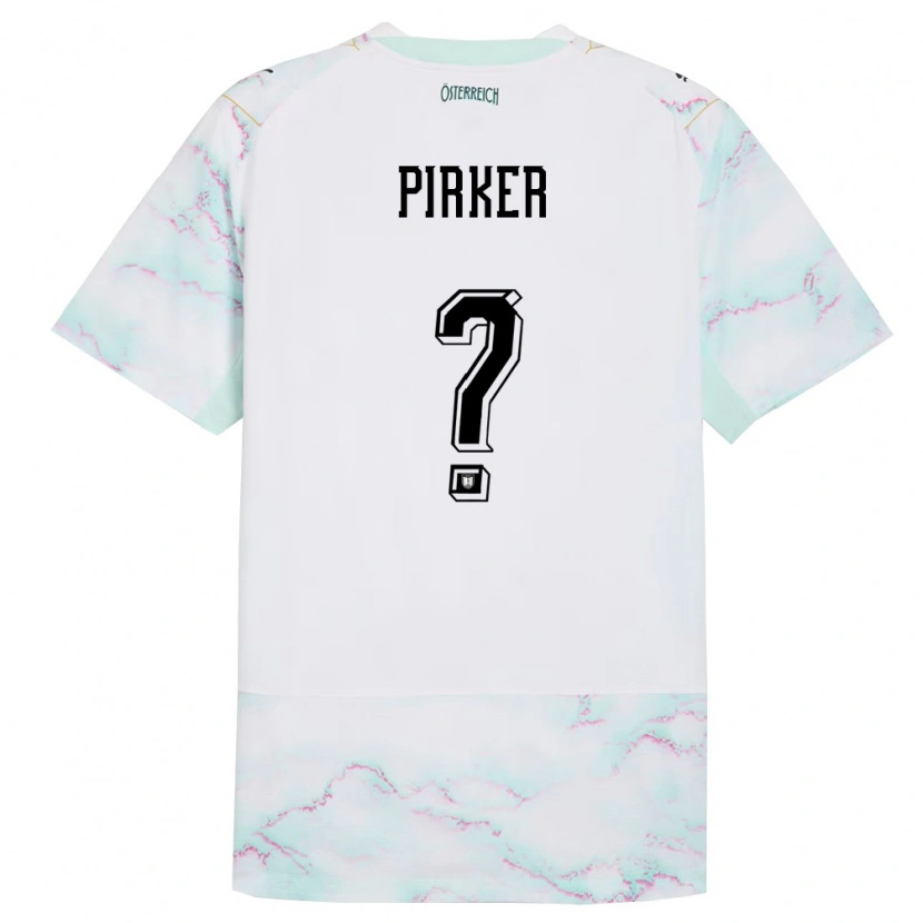 Danxen Men Austria Sebastian Pirker #0 White Green Gold Away Jersey 26-28 T-Shirt