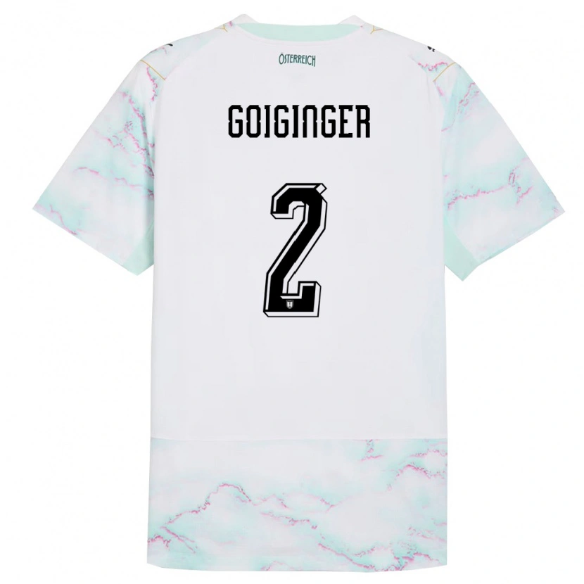 Danxen Men Austria Alessandro Goiginger #2 White Green Gold Away Jersey 26-28 T-Shirt