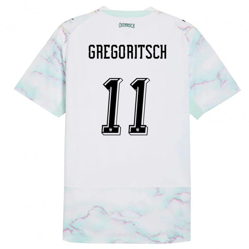 Danxen Men Austria Michael Gregoritsch #11 White Green Gold Away Jersey 26-28 T-Shirt
