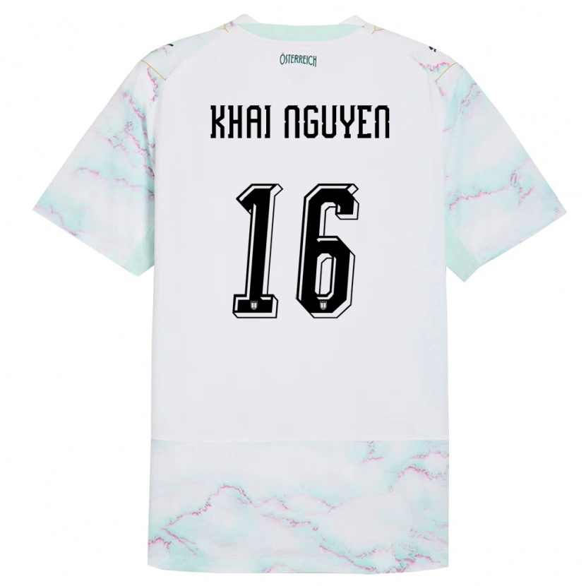 Danxen Men Austria Quoc Khai Nguyen #16 White Green Gold Away Jersey 26-28 T-Shirt