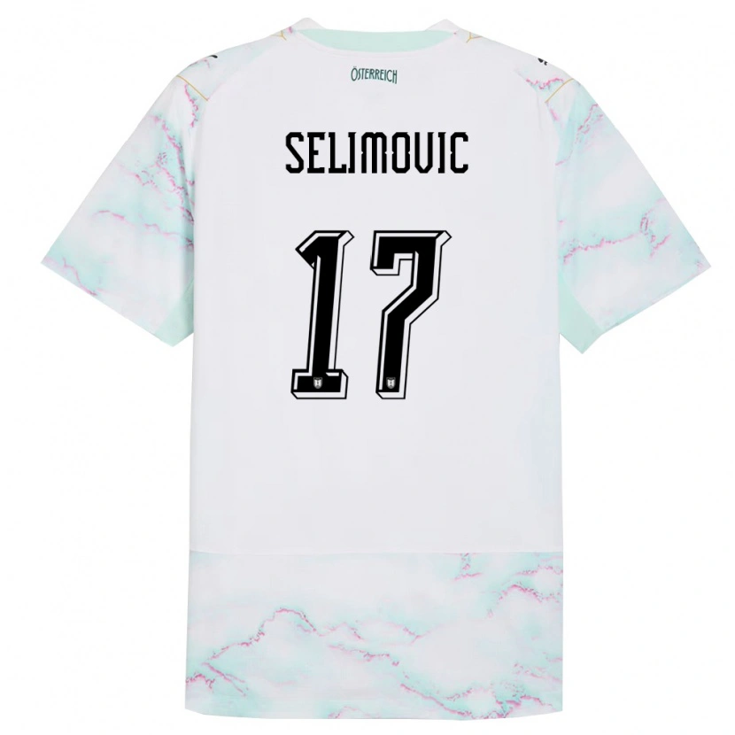 Danxen Men Austria Amar Selimovic #17 White Green Gold Away Jersey 26-28 T-Shirt