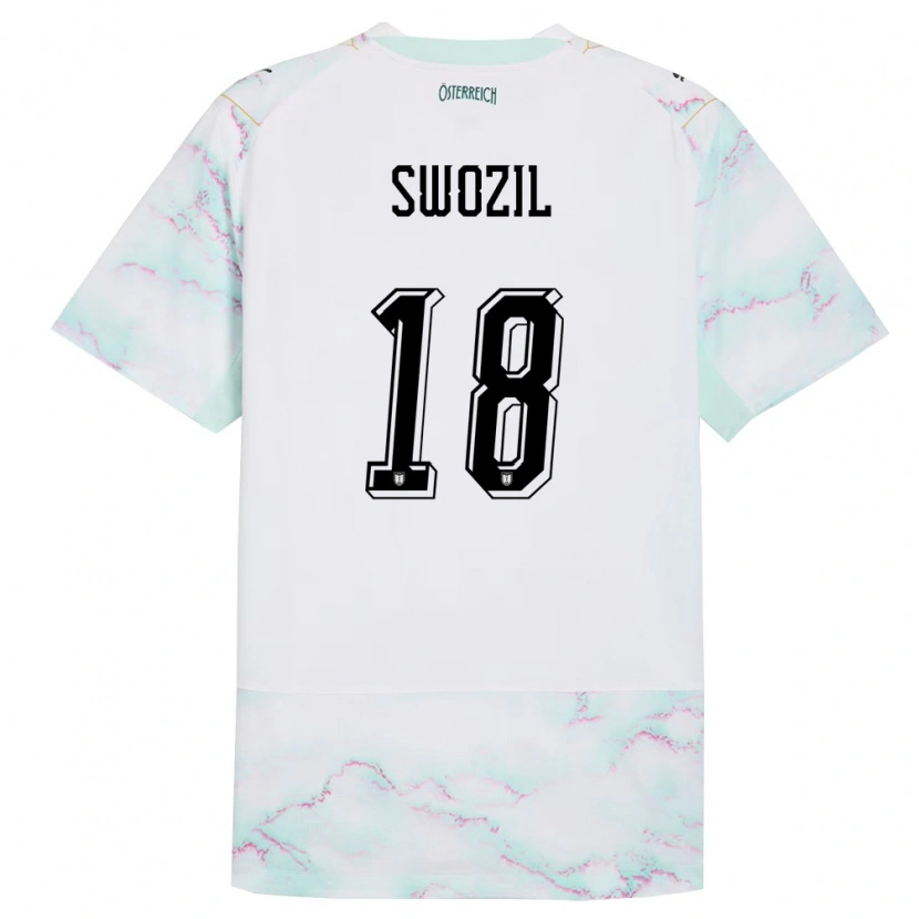 Danxen Men Austria Bernhard Swozil #18 White Green Gold Away Jersey 26-28 T-Shirt