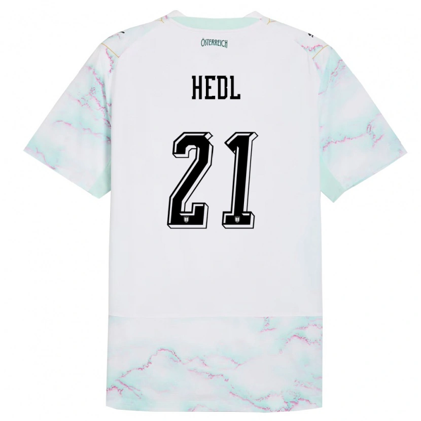 Danxen Men Austria Philip Hedl #21 White Green Gold Away Jersey 26-28 T-Shirt
