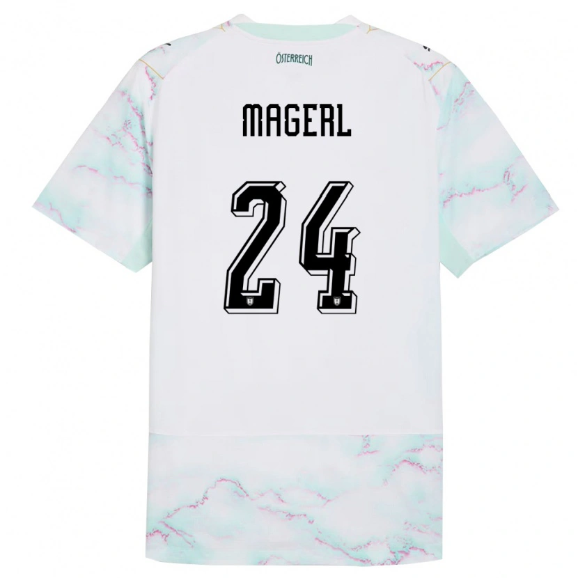 Danxen Men Austria Julia Magerl #24 White Green Gold Away Jersey 26-28 T-Shirt