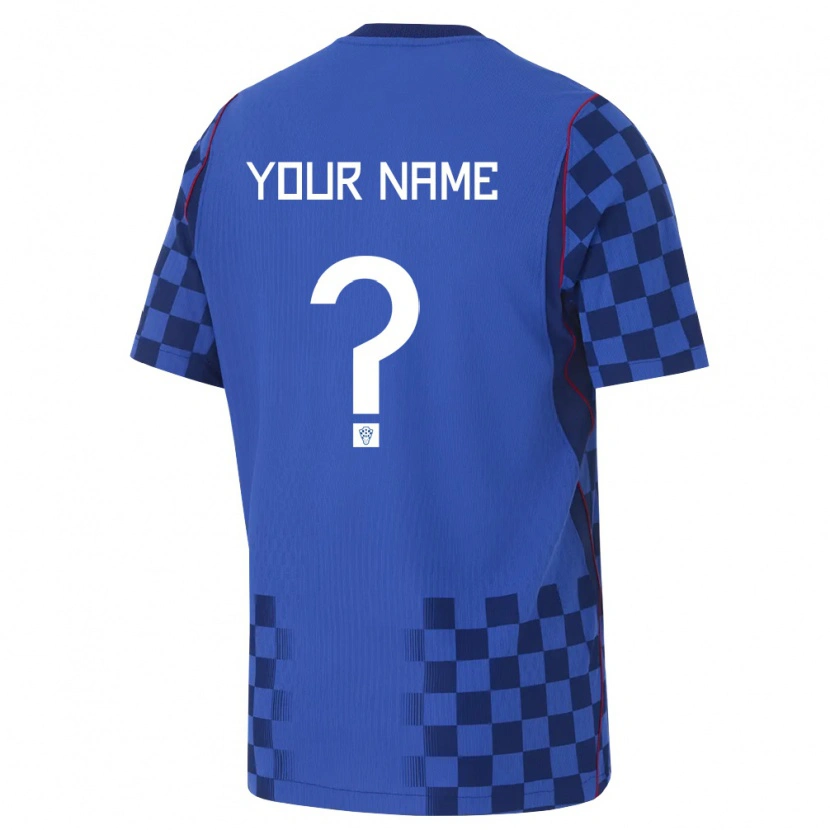 Danxen Men Croatia Your Name #0 Blue Navy Red Away Jersey 26-28 T-Shirt