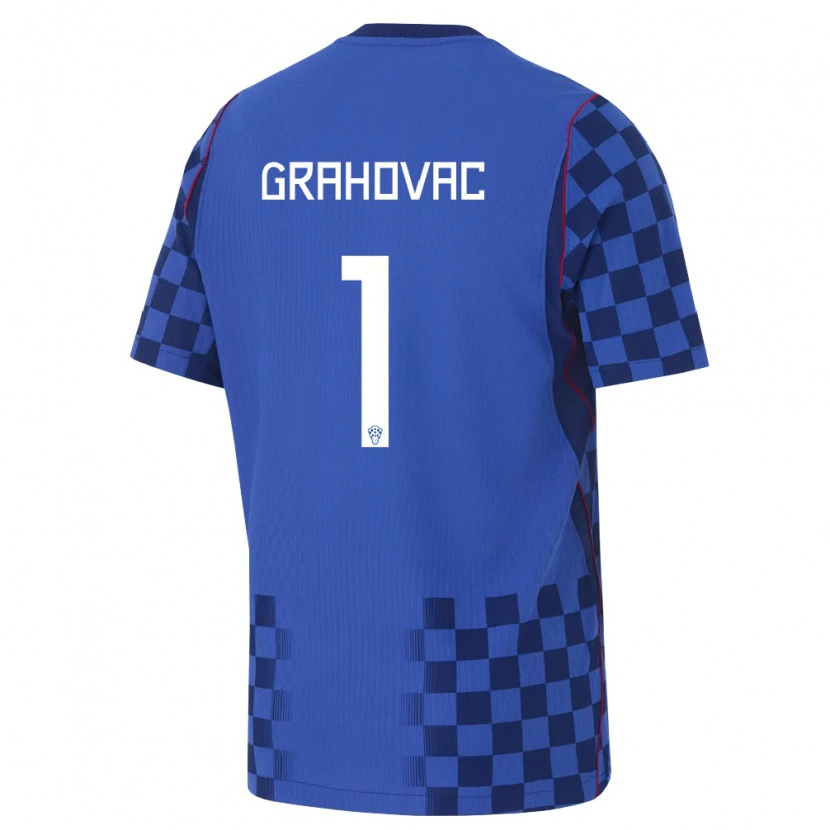 Danxen Men Croatia Matej Grahovac #1 Blue Navy Red Away Jersey 26-28 T-Shirt