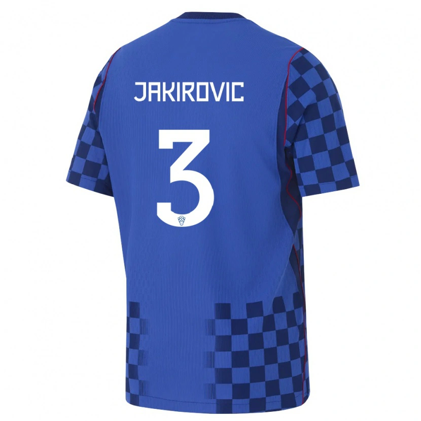 Danxen Men Croatia Leon Jakirović #3 Blue Navy Red Away Jersey 26-28 T-Shirt