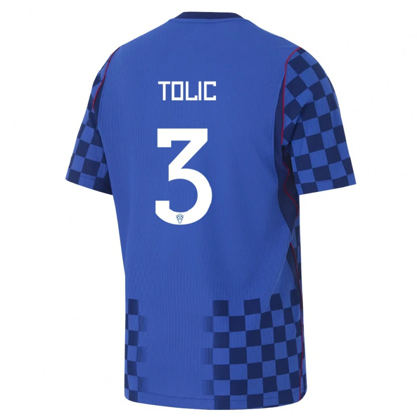 Danxen Men Croatia Filip Tolic #3 Blue Navy Red Away Jersey 26-28 T-Shirt