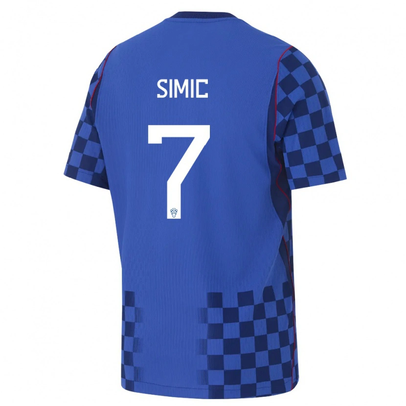 Danxen Men Croatia Karlo Simic #7 Blue Navy Red Away Jersey 26-28 T-Shirt