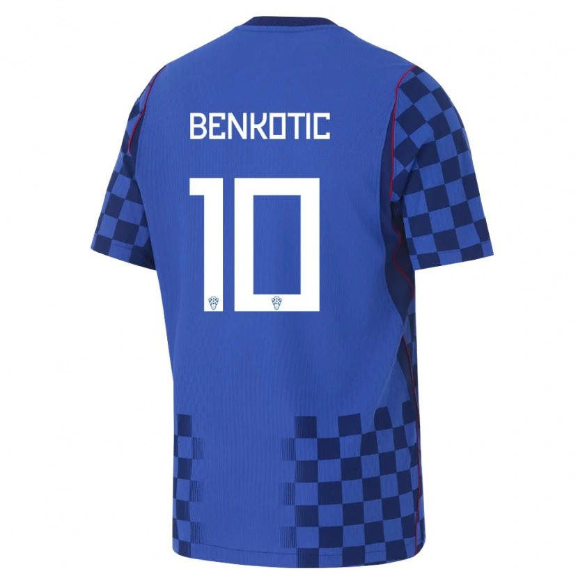 Danxen Men Croatia Jona Benkotic #10 Blue Navy Red Away Jersey 26-28 T-Shirt