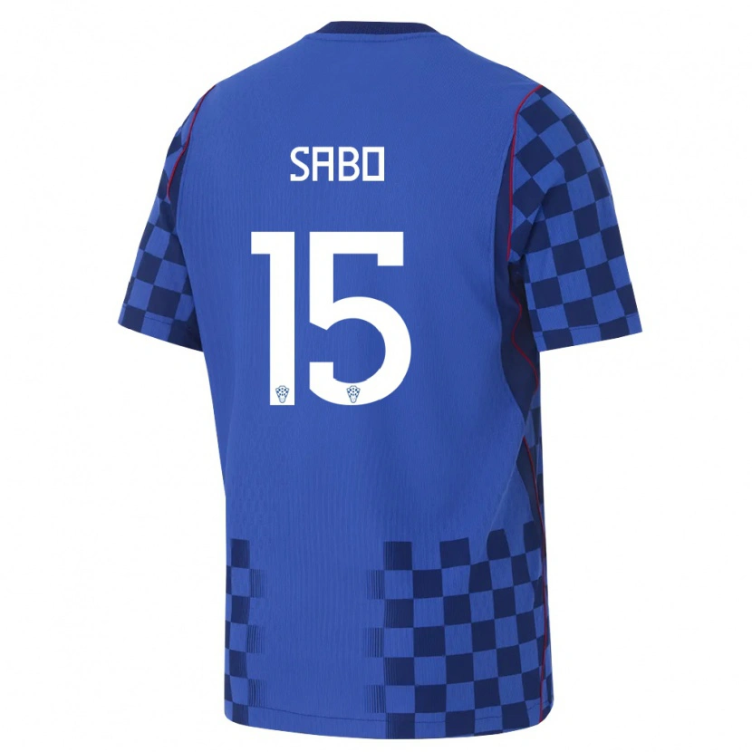 Danxen Men Croatia Mateo Sabo #15 Blue Navy Red Away Jersey 26-28 T-Shirt