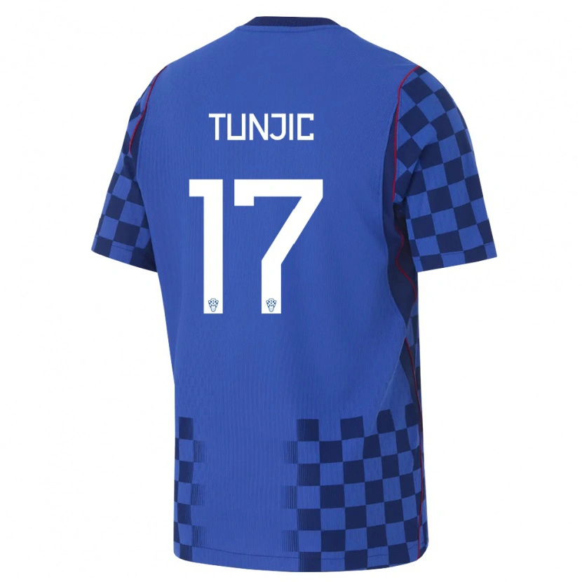 Danxen Men Croatia Luka Tunjic #17 Blue Navy Red Away Jersey 26-28 T-Shirt