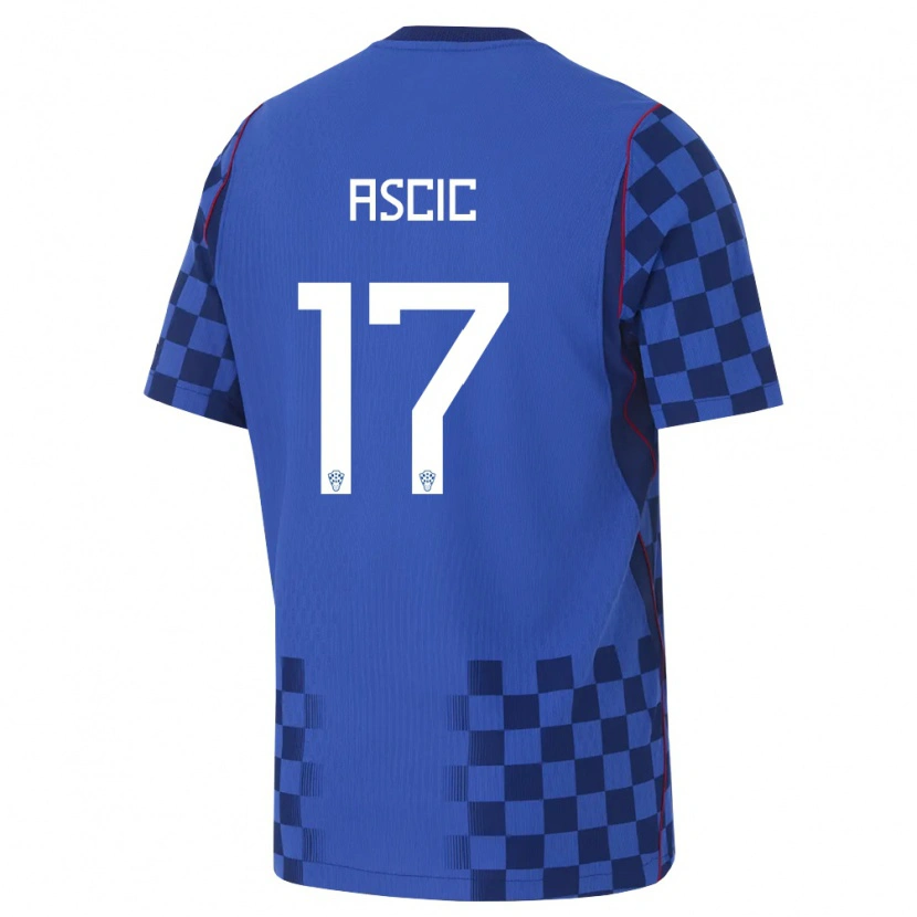 Danxen Men Croatia Marko Ascic #17 Blue Navy Red Away Jersey 26-28 T-Shirt