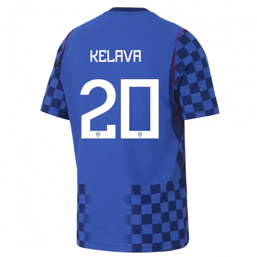 Danxen Men Croatia Mihael Kelava #20 Blue Navy Red Away Jersey 26-28 T-Shirt