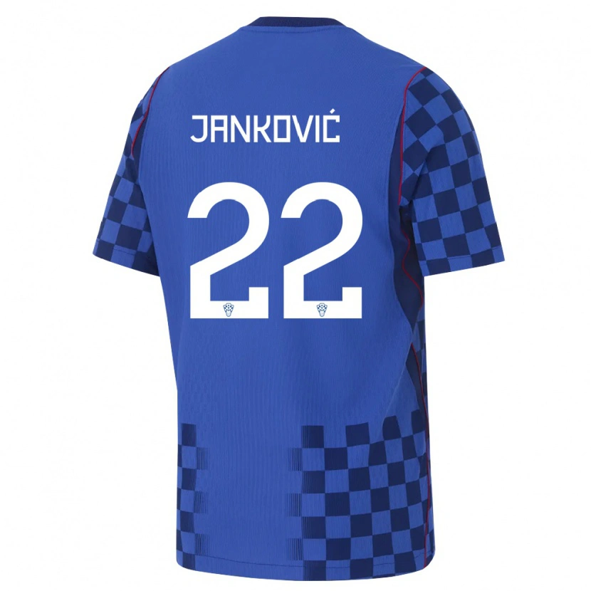 Danxen Men Croatia Niko Jankovic #22 Blue Navy Red Away Jersey 26-28 T-Shirt