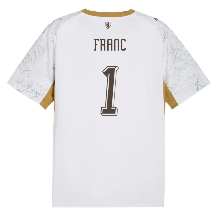 Danxen Men Czech Republic Lukas Franc #1 Off-White Gold Gray Away Jersey 26-28 T-Shirt