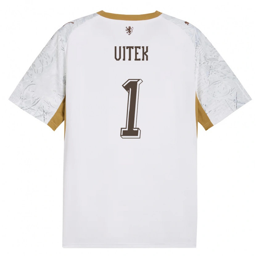 Danxen Men Czech Republic Radek Vitek #1 Off-White Gold Gray Away Jersey 26-28 T-Shirt
