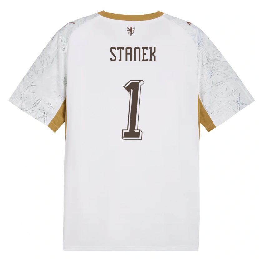 Danxen Men Czech Republic Jindrich Stanek #1 Off-White Gold Gray Away Jersey 26-28 T-Shirt