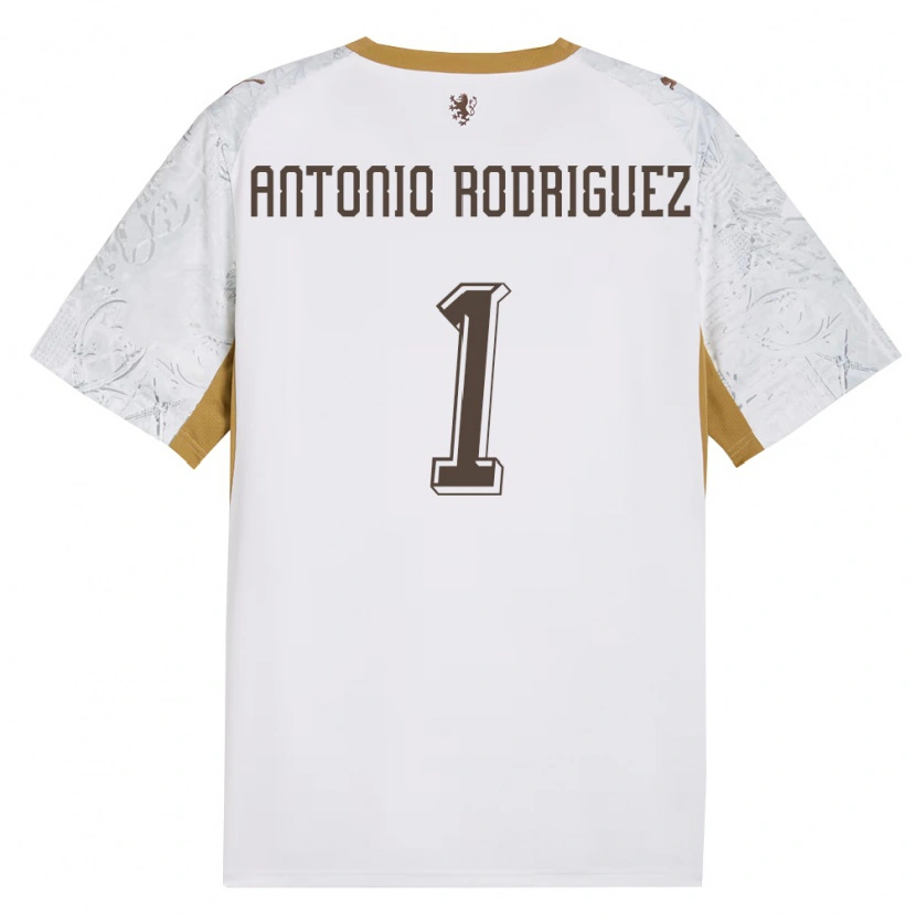 Danxen Men Czech Republic Pedro Antonio Rodriguez #1 Off-White Gold Gray Away Jersey 26-28 T-Shirt