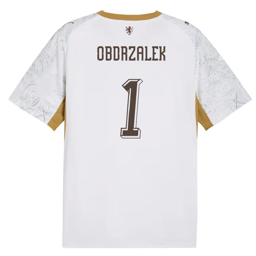 Danxen Men Czech Republic Marek Obdrzalek #1 Off-White Gold Gray Away Jersey 26-28 T-Shirt