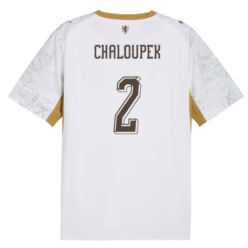 Danxen Men Czech Republic Stepan Chaloupek #2 Off-White Gold Gray Away Jersey 26-28 T-Shirt
