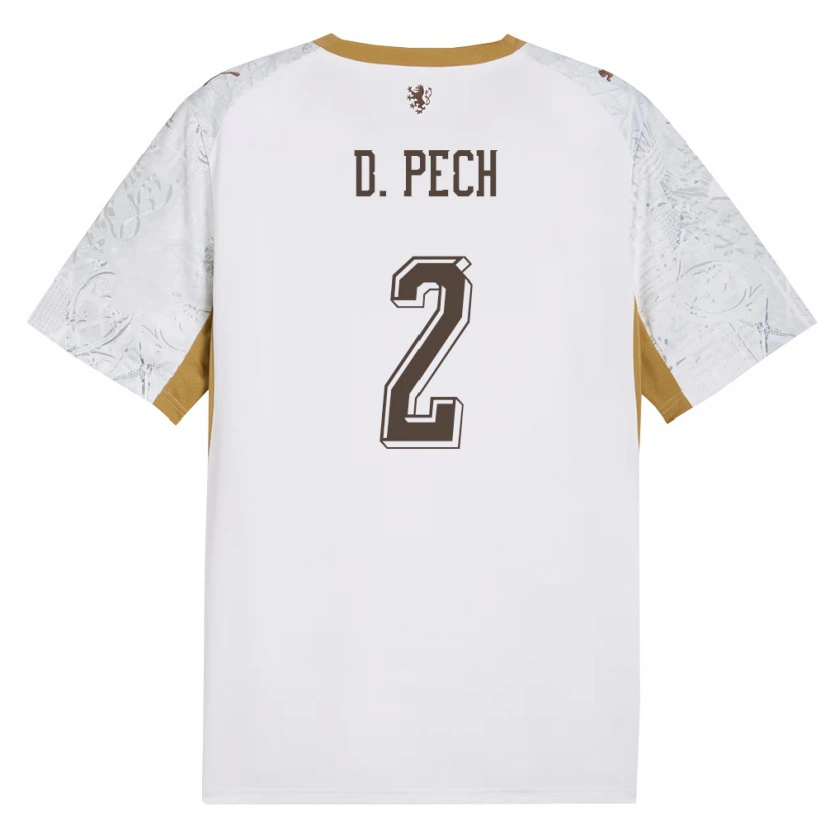 Danxen Men Czech Republic Dominik Pech #2 Off-White Gold Gray Away Jersey 26-28 T-Shirt