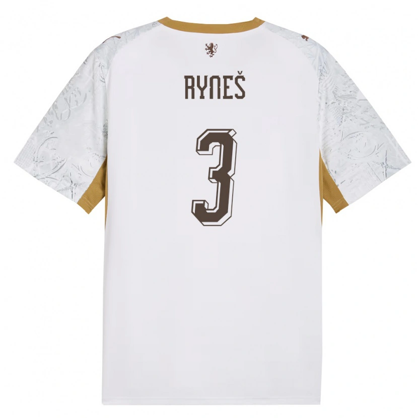 Danxen Men Czech Republic Matej Rynes #3 Off-White Gold Gray Away Jersey 26-28 T-Shirt