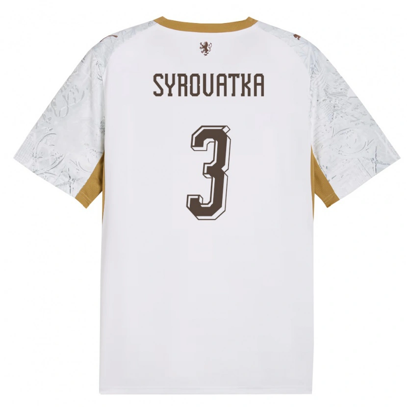 Danxen Men Czech Republic Matyas Syrovatka #3 Off-White Gold Gray Away Jersey 26-28 T-Shirt