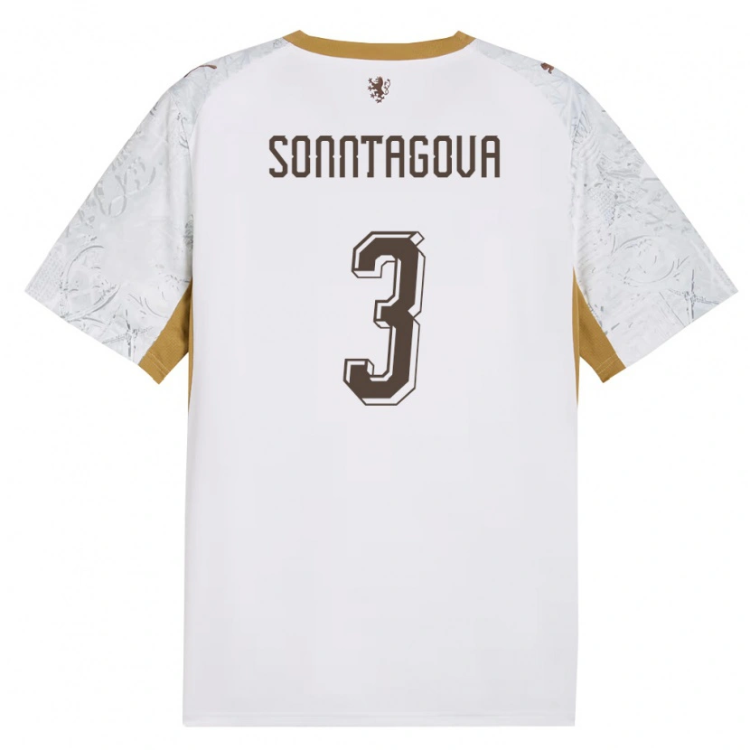 Danxen Men Czech Republic Eliška Sonntagová #3 Off-White Gold Gray Away Jersey 26-28 T-Shirt